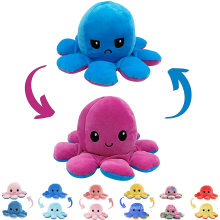 Wholesale 20CM Double Colors PP Cotton Octopus toys Cute mood Flip Happy Reversible Plush Octopus